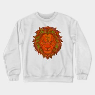 Orange lion head with green mane highlights Crewneck Sweatshirt